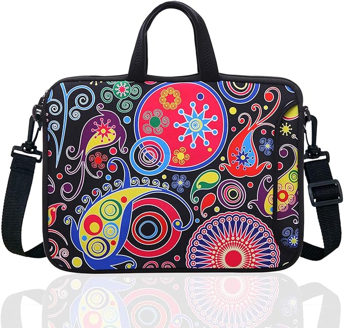 14 Inch Neoprene Laptop Sleeve Case Bag with shoulder strap For 14" Notebook/MacBook/Ultrabook/Chromebook (Classic colorful)