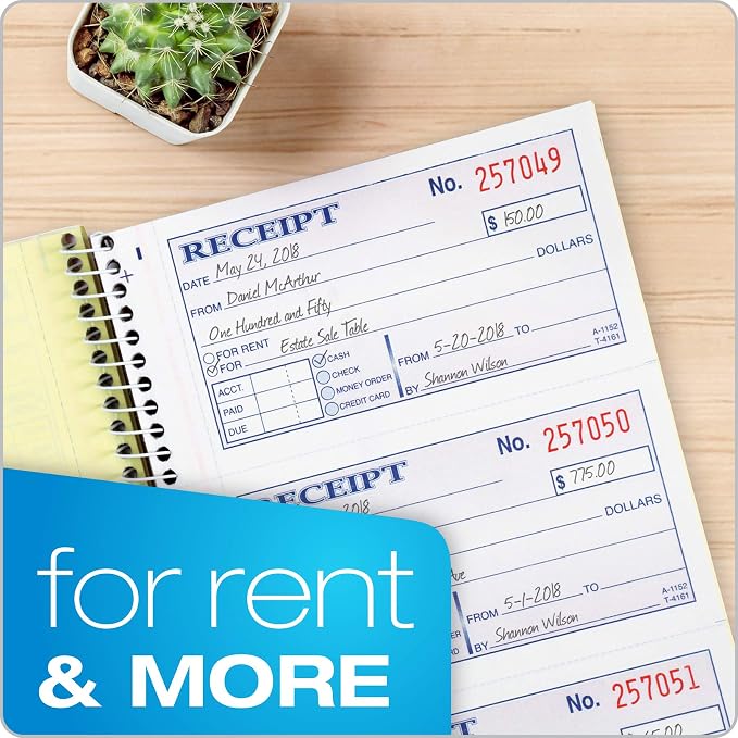 Adams Money and Rent Receipt Book, 2-Part Carbonless, 5-1/4" x 11", Spiral Bound - Image 7