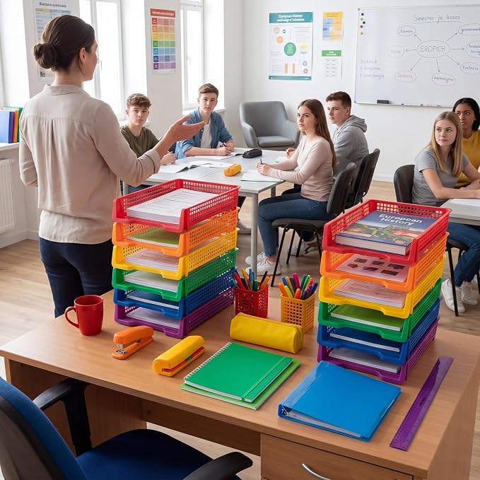 Geetery Set of 6 Turn in Trays Classroom Plastic Trays - Image 6
