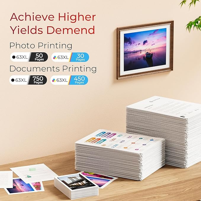 ejet 63XL Ink Cartridge Combo Pack Replacement for HP 63 Ink 63XL Ink Cartridges Black and Color for OfficeJet 3830 4650 5255 5258 4655 4652 3833 Envy 4520 4512 DeskJet 1112 3630 (1 Black,1 Tri-Color)-DeskLoop Office