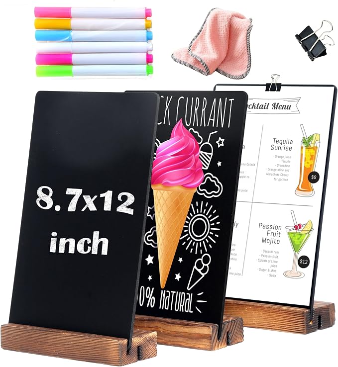 YEEON 3 Pack 8.7x12 in Desktop Small Chalkboard Sign by YEEON