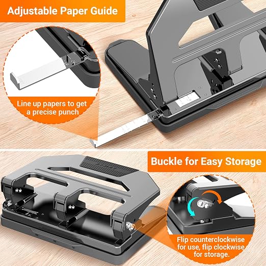 AFMAT Heavy Duty 3 Hole Punch, 40-Sheet Three Hole Puncher - Image 5