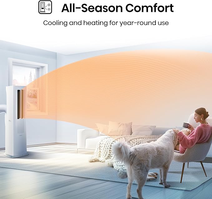Hisense API0825UW1D Smart Inverter Twin Hose 8,000 BTU (DOE) 350 SF Heat/Cool Tower Portable Air Conditioner, White-DeskLoop Office