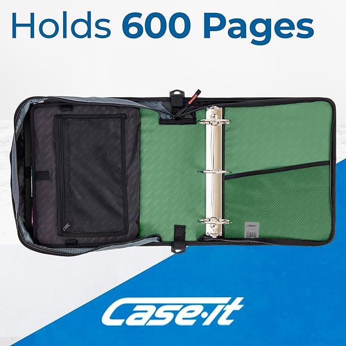 Case-it Mighty Zip Tab School Zipper Binder | 3-Inch O-Rings, 600-Sheet Capacity - Image 3