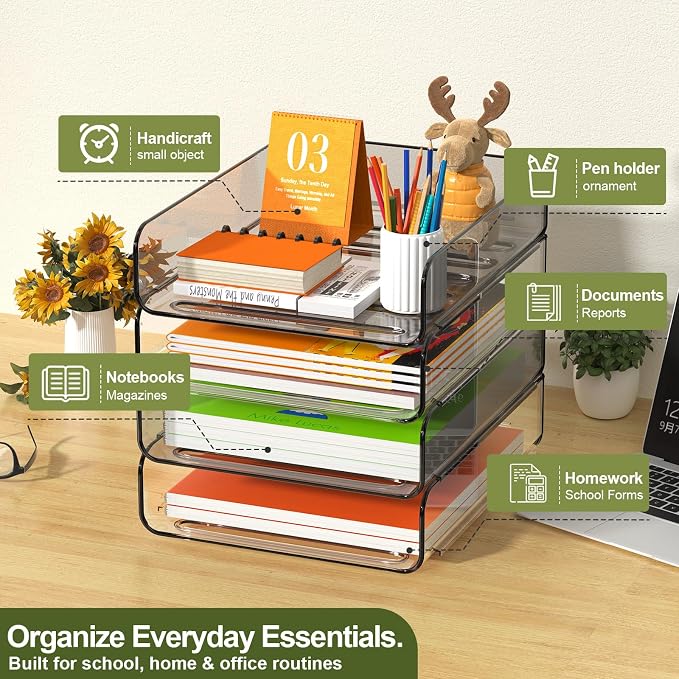 FANXIYQ 4-Tier Acrylic Paper Tray Organizer, A4 Paper, Books & Office Supplies - Image 4