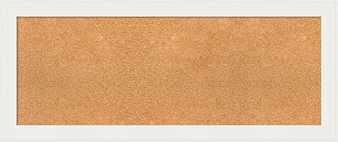 Amanti Art Natural Cork Board for Wall, 17x41 Vision Board with White Frame, Medium Corkboard Office Decor for Home Organization, Casual Corkboard Pinboard to Display Items for Home Organization in-DeskLoop Office