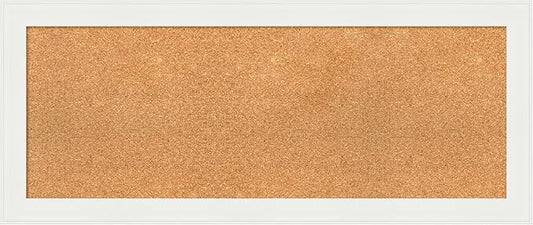 Amanti Art Natural Cork Board for Wall, 17x41 Vision Board with White Frame, Medium Corkboard Office Decor for Home Organization, Casual Corkboard Pinboard to Display Items for Home Organization in-DeskLoop Office