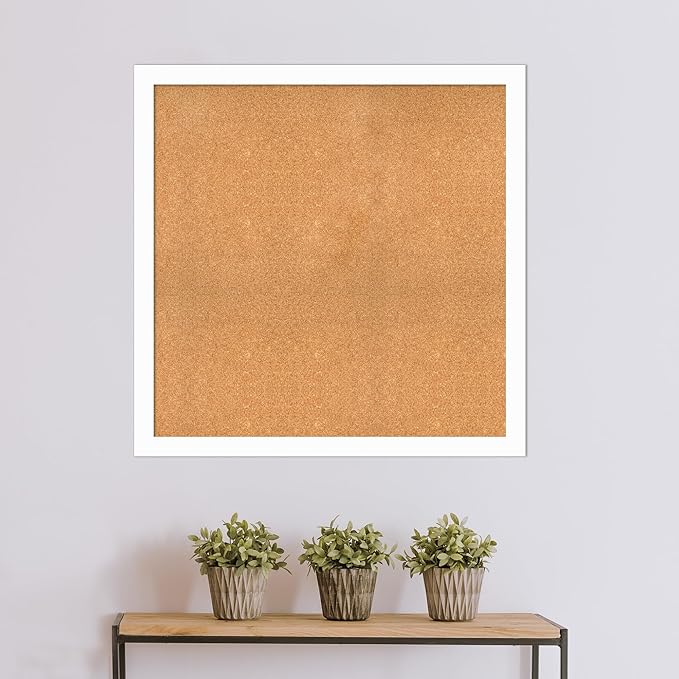 Amanti Art Natural Cork Board for Wall, 39x39 Vision Board with White Frame, Oversize Corkboard Office Decor for Home Organization, Casual Corkboard Pinboard to Display Items for Home Organization in-DeskLoop Office