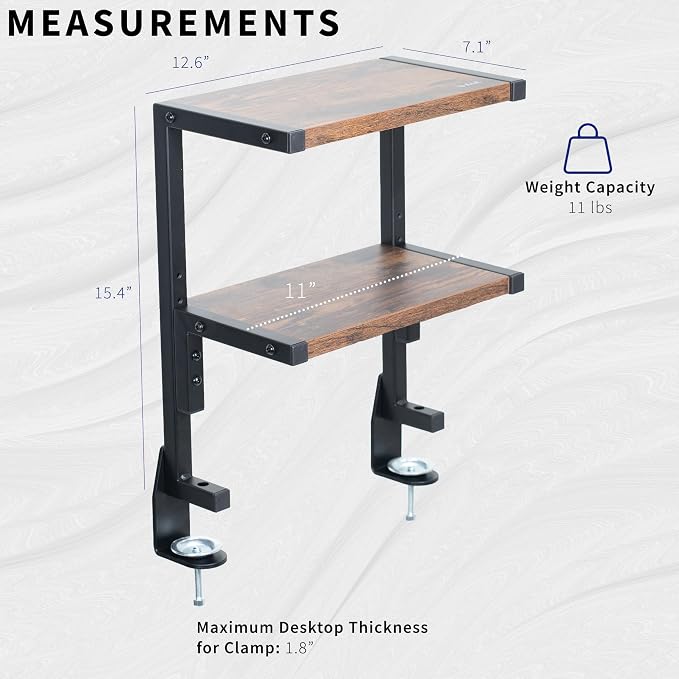VIVO Clamp-on 13 inch Above or Below Desk 2-Tier Shelving Unit - Image 3