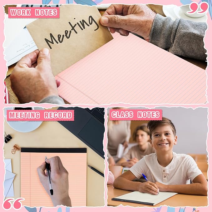 Fuutreo 8 Pcs 8.5'' x 11'' Colored Legal Pad Writing Pads Narrow Ruled 50 Sheets Per Notepad Perforated Writing Notepad Office Supplies for College Office Business (Sweet Color)-DeskLoop Office