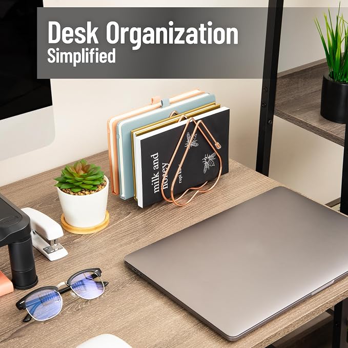 Mind Reader Heart-Shaped Desktop File Organizer, 5-Slot Metal Folder Rack - Image 2