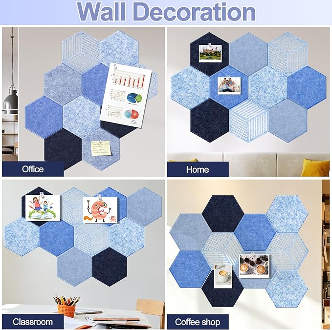10PCS Hexagon Cork Board Tiles, Self-Adhesive Felt Bulletin - Image 6