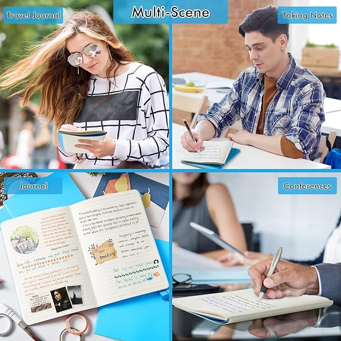 8 Pack Soft Cover Journal Bulk, Feela Notebooks College Ruled for Work, Lined Travel Journal for Women Men, Note Taking Notebook School Supplies Business Writing, 8.2” x 5.5”, A5, Blue-DeskLoop Office