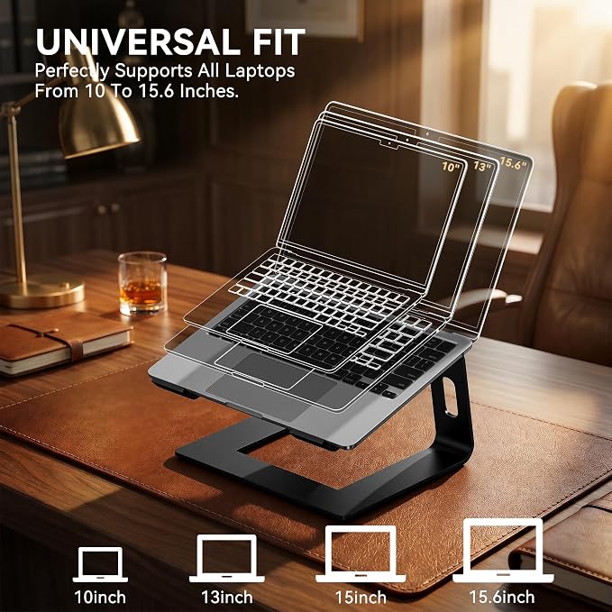 SOUNDANCE Laptop Stand, Aluminum Computer Riser, Ergonomic Laptops Elevator - Image 4