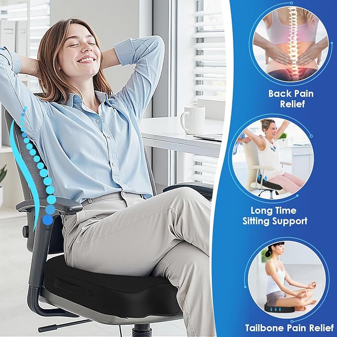 TushGuard Seat Cushion for Office Chair Memory Foam Non-Slip Cushion Back - Image 5