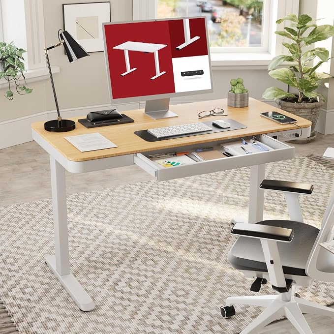 SANODESK Standing Desk with Drawer, Electric Height Adjustable Home Office Desk - Image 2