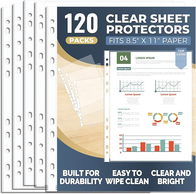 Pauuooa 120 Pack Clear Sheet Protectors 8.5 × 11 Inch, by Unknown