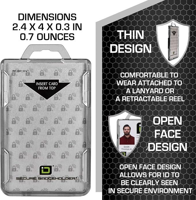 ID Stronghold - RFID Blocking Secure Badge Holder - Duolite 2 Card ID Holder - - Image 2