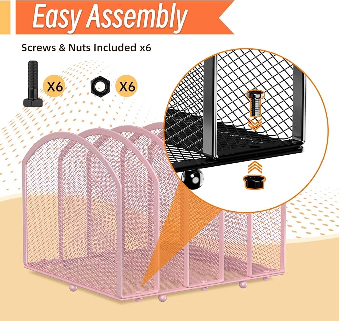 MINDEPOT Desk File Organizer 5 Sections Desktop Organizer File Sorter Office - Image 3