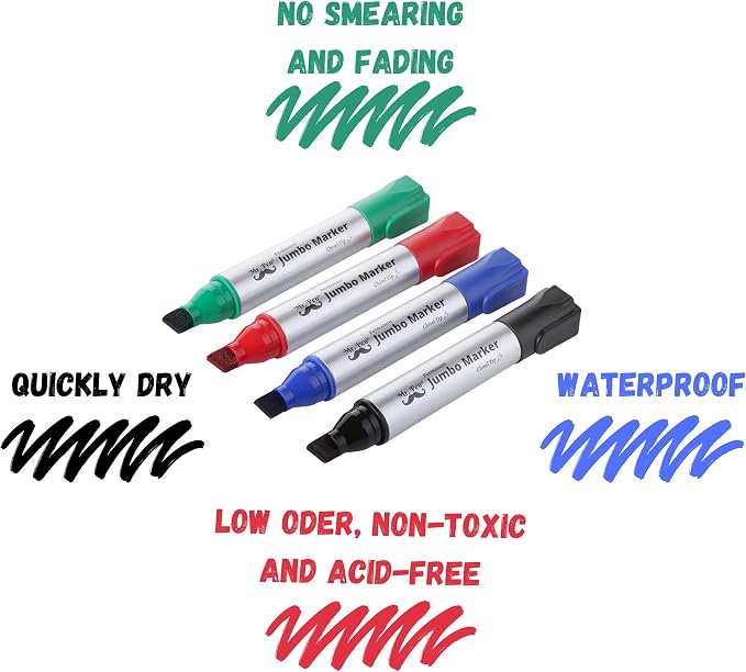 Mr. Pen- Jumbo Permanent Markers, 4 Pack, Chisel Tip | Wide Tip, Thick - Image 6