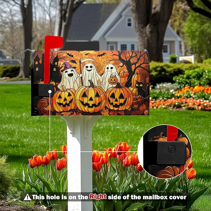 Halloween Spooky Ghost Pumpkin Mailbox Cover Magnetic Standard Size Fall - Image 2