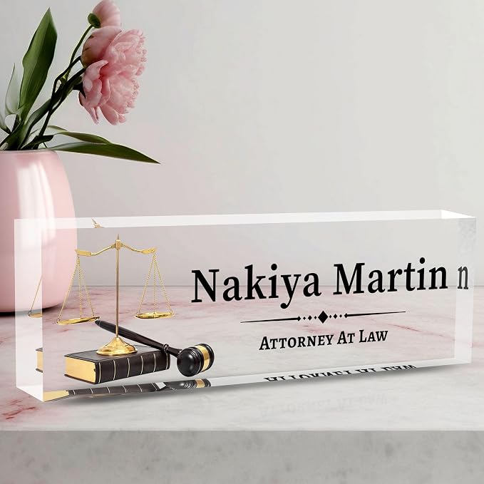 Desk Name Plate Personalized, Lawyer Name Plate by AeekdookWoodenPuzzles