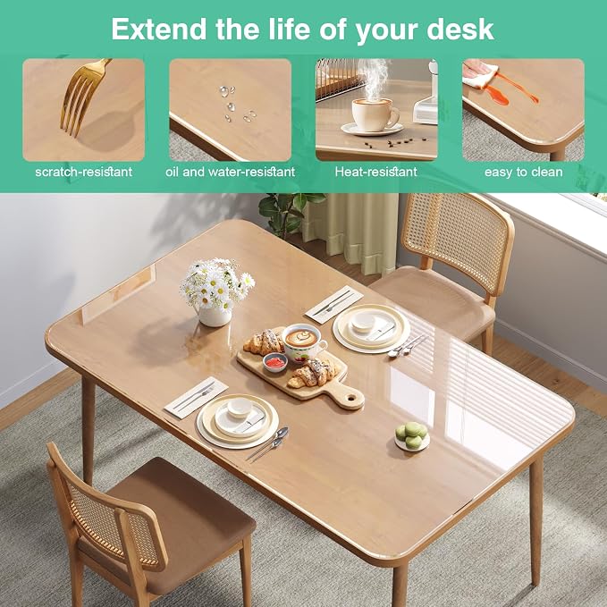NATRKE Clear Desk Mat Pad, 47.2"x23.6" Extra Large Transparent Computer Desk - Image 4