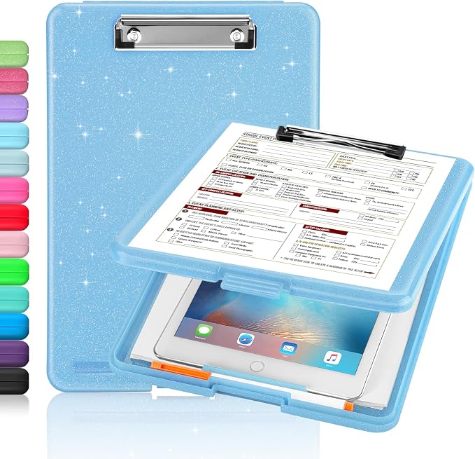 Sooez Clipboard with Storage, Plastic Storage Clipboards with Low Profile Clip by Sooez