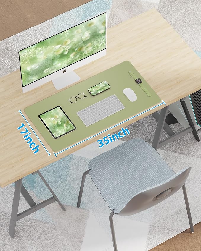 AFIING Leather Desk Pad Protector, Mouse Pad, Office Desk Mat, Non-Slip PU - Image 7