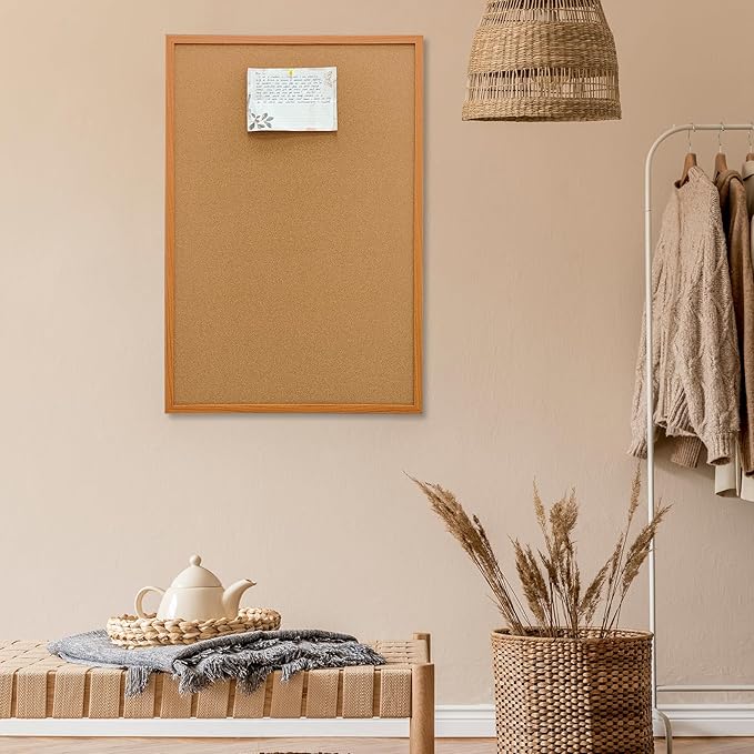 Cork Bulletin Board for Wall - 36” x 24” Bulletin Board Wall Mounted Wood Frame Message Board pin Board for School,Office and Home-DeskLoop Office
