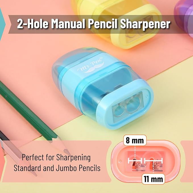 Mr. Pen- Pencil Sharpener & Eraser, 4 Pack | 2-in-1 Manual Sharpeners - Image 4