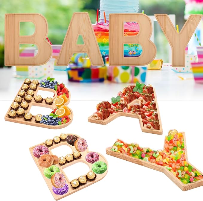 4PCS Charcuterie Letters 12” Fillable Cardboard Letters “Baby” Tray by MRPAPAMakeLifemoreEasy