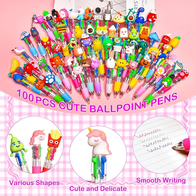 100Pcs Mini Multicolor Pens in One 4-in-1, Cute Pens Bulk - Image 4