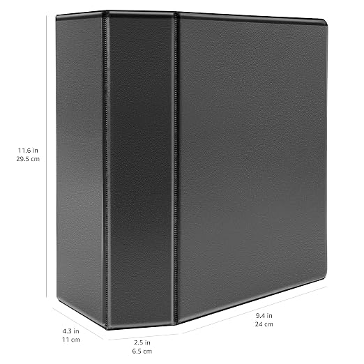 Amazon Basics 5 inch Heavy Duty D-Ring 3 Ring Binder, Customizable View Cover - Image 5