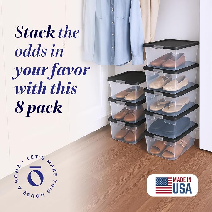 HOMZ 8-Pack Snaplock, Small Clear Plastic Storage Organizer Bins - Image 2