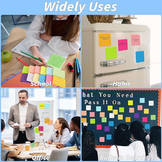 60 Pads Round Corner Lined Sticky Notes 3x3 in Post, 12 Bright Colors - Image 6
