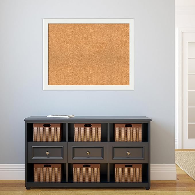 Amanti Art Natural Cork Board for Wall, 29x37 Vision Board with White Frame, Large Corkboard Office Decor for Home Organization, Casual Corkboard Pinboard to Display Items for Home Organization in-DeskLoop Office