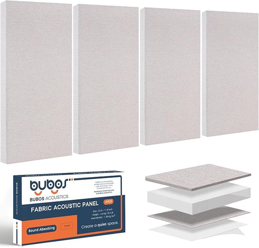 BUBOS 4 PCS Fabric Acoustic Panels, 23.6''x11.8''x2'' Sound Proof Panels by BUBOS