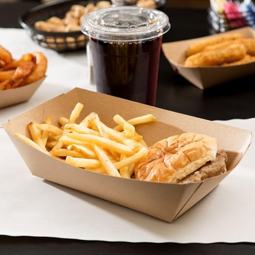 2lb Natural Kraft Paper Food Trays - Image 6
