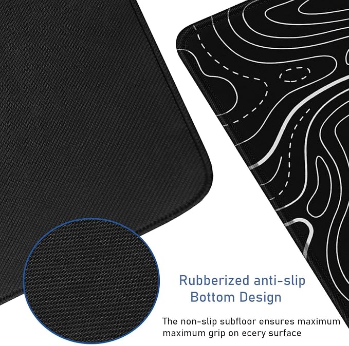 Large Gaming Mouse Pad with Stitched Edges, Durable Non-Slip Natural Rubber Base - Image 3