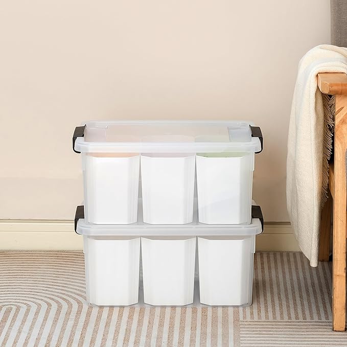 Citylife 17 QT Plastic Storage Bins Clear Storage Box with Lids Multipurpose Stackable Storage Containers for Organizing Tool, Craft, Crayon, 2 Packs