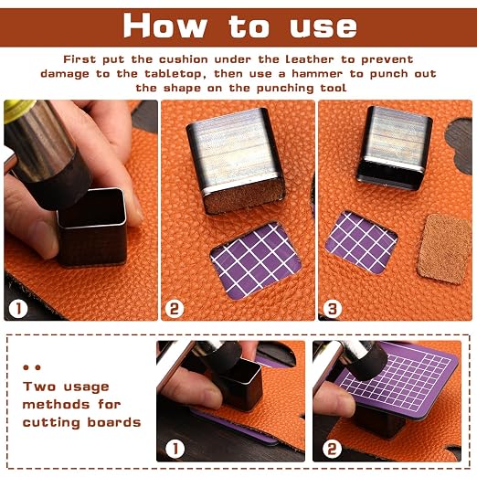 8 Pcs Leather Rectangle Shape Cutter Tool Set, Punching Tools Set, High Carbon - Image 5
