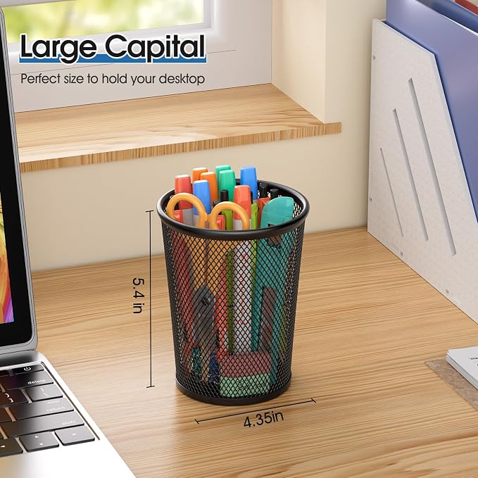 MaxGear Pen Holder for Desk 2 Pack, Mesh Metal, Makeup Brush Holders | Desk - Image 2