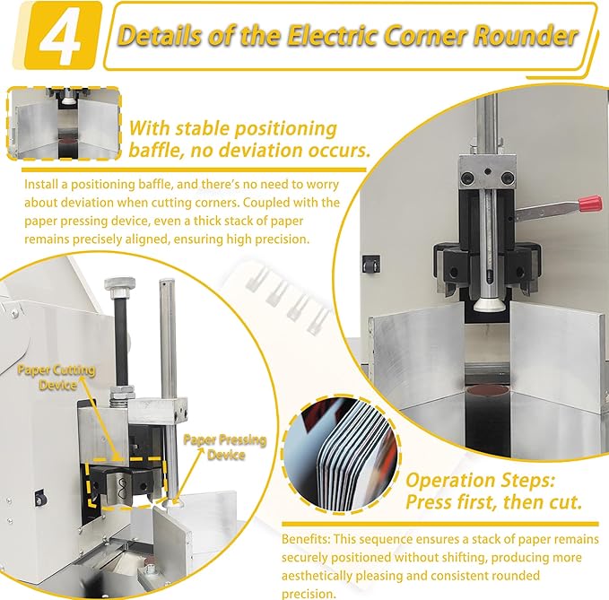 Electric Round Corner Cutter Machine with 5 Blades (8/10/12/16/21mm Radius) Foot Pedal Operation Safety Guard Heavy Duty Paper Corner Rounder for Paper Cardstock Leather Plastic-DeskLoop Office