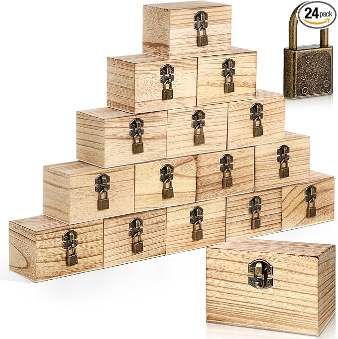 CroBlissful 24 Set 48 Pcs Unfinished Wooden Box by CroBlissful
