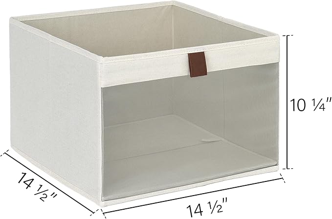 StorageWorks Closet Storage Bins, Extra Large Storage Baskets with Clear Window and Handles, Foldable Fabric Organizer for Clothes, Shelves, Beige, 3 Pack-DeskLoop Office