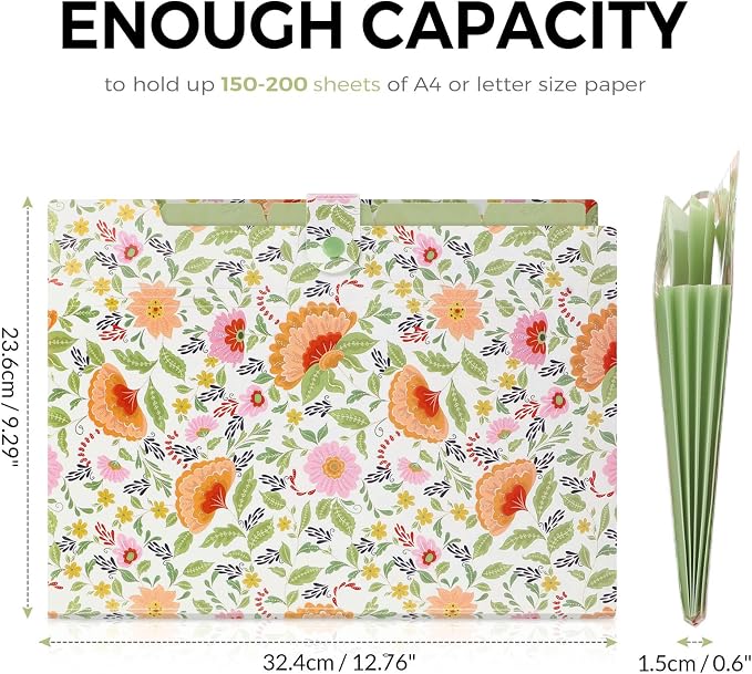 SKYDUE Accordion File Organizer, Floral Expanding File Folders - Image 4