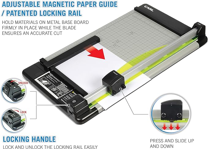 CARL Heavy Duty Rotary Paper Trimmer - 12238, Black/Silver, 18inch-DeskLoop Office