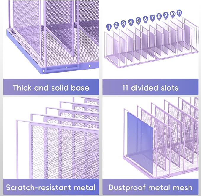 File Organizer for Desk, 11-Section Vertical File Sorter, Paper Holder - Image 6