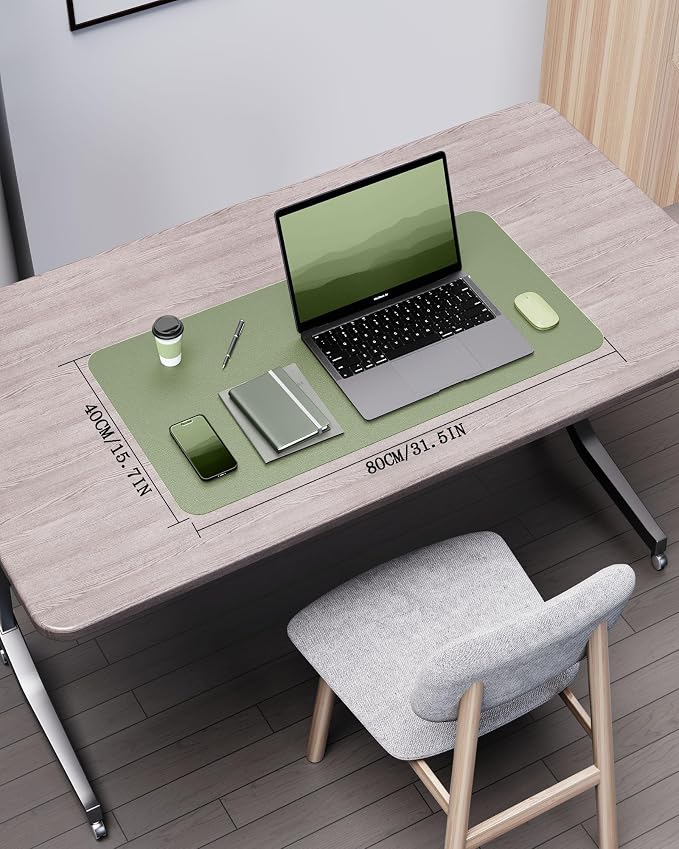 YSAGi Double-Sided Desk Pad, 31.5"x15.7"Leather Desk Mat, Eco Cork Desk Pad - Image 5